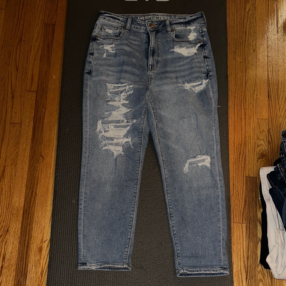 American Eagle Outfitters Blue Distressed Boyfriend Jeans